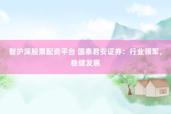 智沪深股票配资平台 国泰君安证券：行业领军，稳健发展