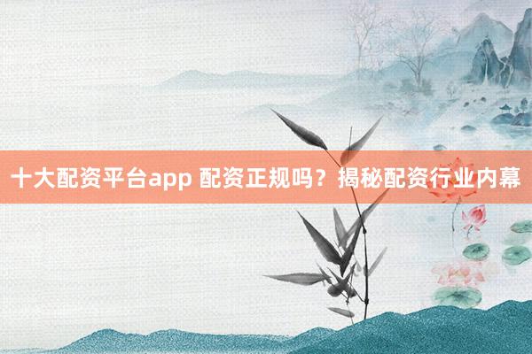 十大配资平台app 配资正规吗？揭秘配资行业内幕