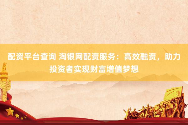 配资平台查询 淘银网配资服务：高效融资，助力投资者实现财富增值梦想