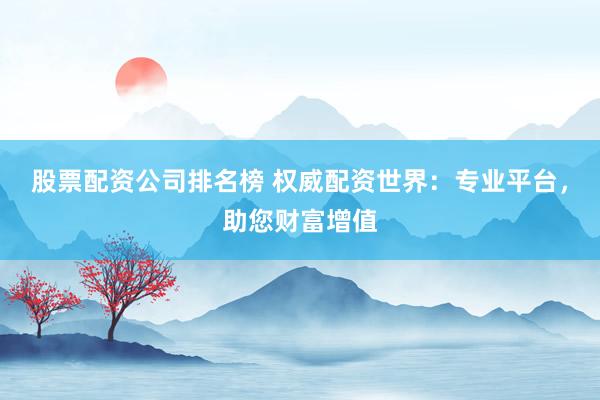股票配资公司排名榜 权威配资世界：专业平台，助您财富增值