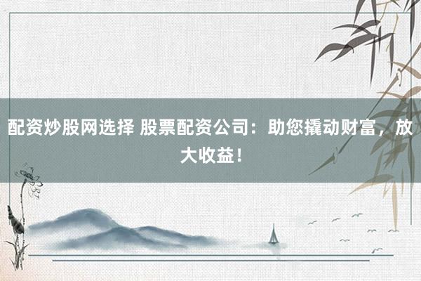 配资炒股网选择 股票配资公司:助您撬动财富,放大收益!