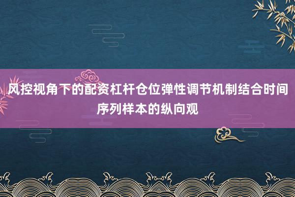 风控视角下的配资杠杆仓位弹性调节机制结合时间序列样本的纵向观