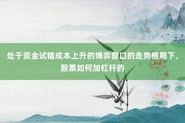 处于资金试错成本上升的博弈窗口的走势格局下，股票如何加杠杆的